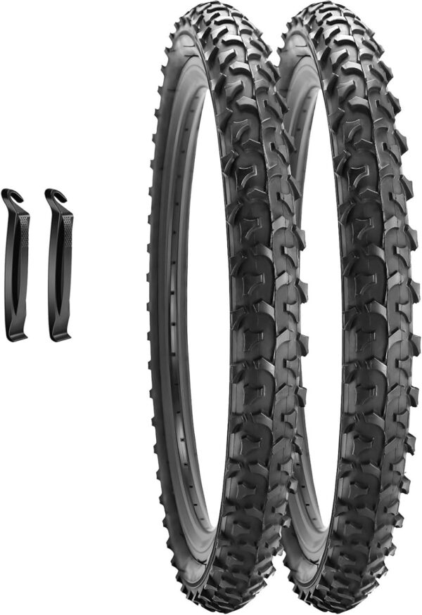 SIMEIQI 2 Pack Bike Tires 14"/16"/18"/20"/24"/26"x1.95" Compatibel with 14"/16"/18"/20"/24"/26"x1.75"/1.95" Replacement Foldable Bike Tires with Levers for Mountain Trail Bicycles