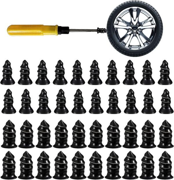 Odluzy Tire Repair Nail Set With Screw driver, 20 Small and 20 Large Car Tire Fast Repair Screw Nails, Easy Install Rubber Self-Service Tire Repair Tool Kit