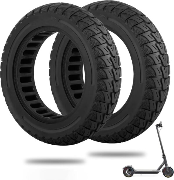 YINUOHUA Solid Tyres, 10 x 2.5 Inch Replacement Solid Rubber Tyres 60/70-6.5 E Scooter Tyres Tubeless for Ninebot Max G30/G30D/G30E/G30P/G30LP Electric Scooter Off-Road Tyres