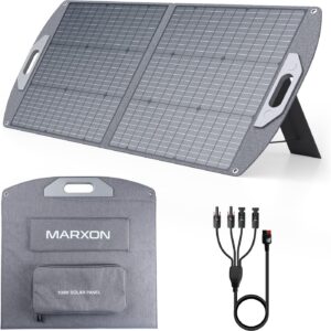 MARXON Solar Panel XP100, 100 Watt Portable Solar Panel, Foldable Solar Panel with Adjustable Kickstand, High-Efficiency Conversion Rate, Waterproof and Dustproof Perfect for Camping, RV Trip