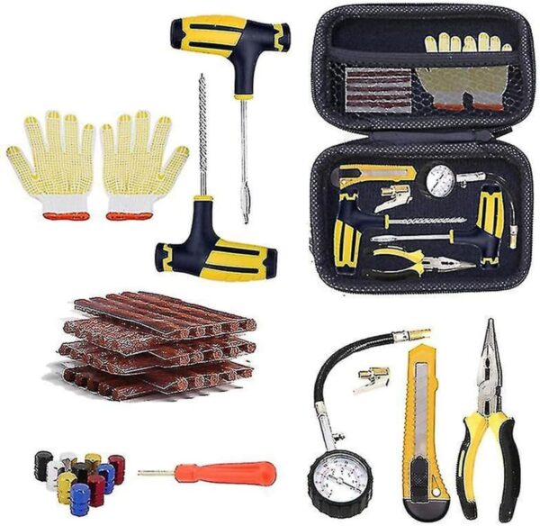 STAYOUNG Tire Repair Kit - 15 PCS Universal Heavy Duty Tire Repair Kit, Fix Punctures and Plug Flats to Fix Punctures and Plug Flats Patch Kit for car Motorcycle, Truck, Tractor, SUV, Trailer