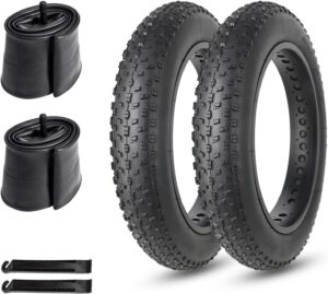 MOHEGIA Fat Bike Tires Replacement Kit with 20/26 x 4.0-inch Folding Electric Snow Mountain Bicycle Tires,Tubes,and Tire Levers