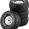 Chanmoo 1/8 RC Short Course Truck Tires and Wheels 17mm Hex OD 135mm 1/7 All Terrain Off Road Tyres for 1:7 1:8 RC Buggy Truck Car HSP TRAXXAS UDR DF7 FS Atom ARRMA Mojave YK4072 DF7 4PCS (White)