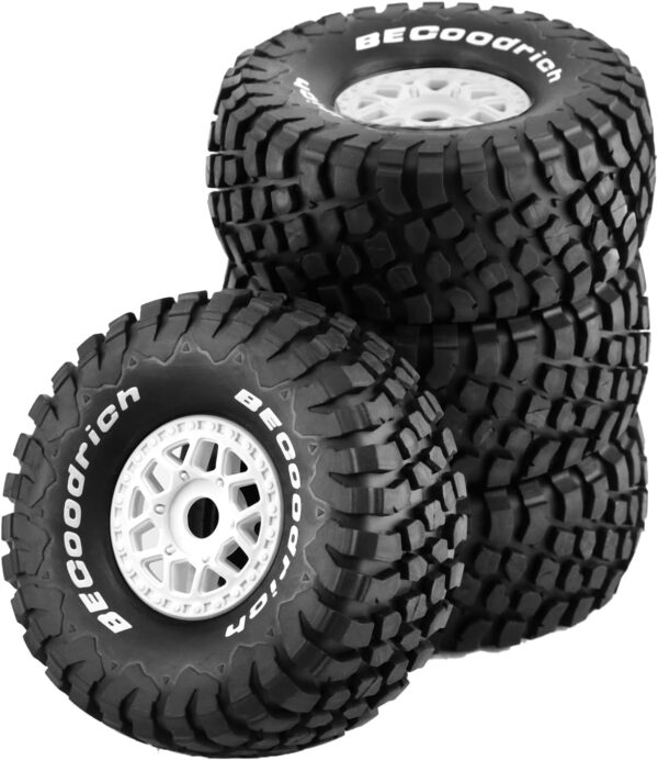 Chanmoo 1/8 RC Short Course Truck Tires and Wheels 17mm Hex OD 135mm 1/7 All Terrain Off Road Tyres for 1:7 1:8 RC Buggy Truck Car HSP TRAXXAS UDR DF7 FS Atom ARRMA Mojave YK4072 DF7 4PCS (White)