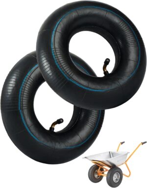 SOSALUK 4.10/3.50-4 Inner Tube, Tyres, Pack of 2, 410/350-4 Inch Hose with Bent Valve, TR87 Inner Tubes, Air Hose, Replacement Hose for Lawnmower, Wheelbarrow, Sack Truck 4.10/3.50-4