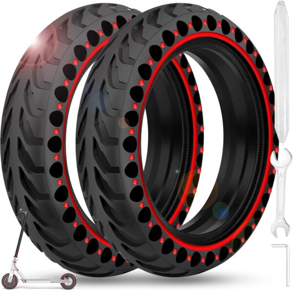 BANGTING 2 x 8.5 inch E Scooter Solid Tyres, 8 1/2 x 2 Solid Rubber Tyres, 50/75-6.1 Replacement Tyres for Xiaomi Pro 2 / M365 / M365 Pro / 1S / 3/3 Lite / Essential and all 8.5 Inch Scooter Tyres