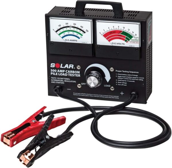 Clore Automotive Solar 1874 500 Amp Carbon Pile Battery Load Tester, Black