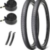 MOHEGIA Mountain Bike Tires Set: 2-Pack 26x1.95/27.5x2.1 inch Folding Replacement Bicycle Tires and Inner Tubes with Tire Levers Pair