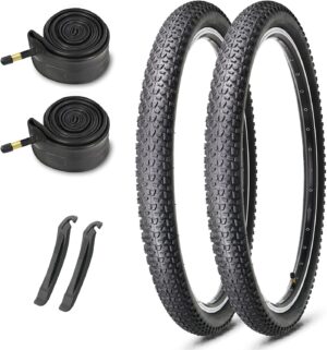 MOHEGIA Mountain Bike Tires Set: 2-Pack 26x1.95/27.5x2.1 inch Folding Replacement Bicycle Tires and Inner Tubes with Tire Levers Pair