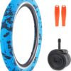 WEEROCK Bike Tire 20 Inch Tires 2 Pack 20 x 2.1 Folding Bead Replacement Tyre with 20 Inch Inner Tubes for 20 Inch Bicycles, MTB, Mountain Bike, BMX, Blue Black