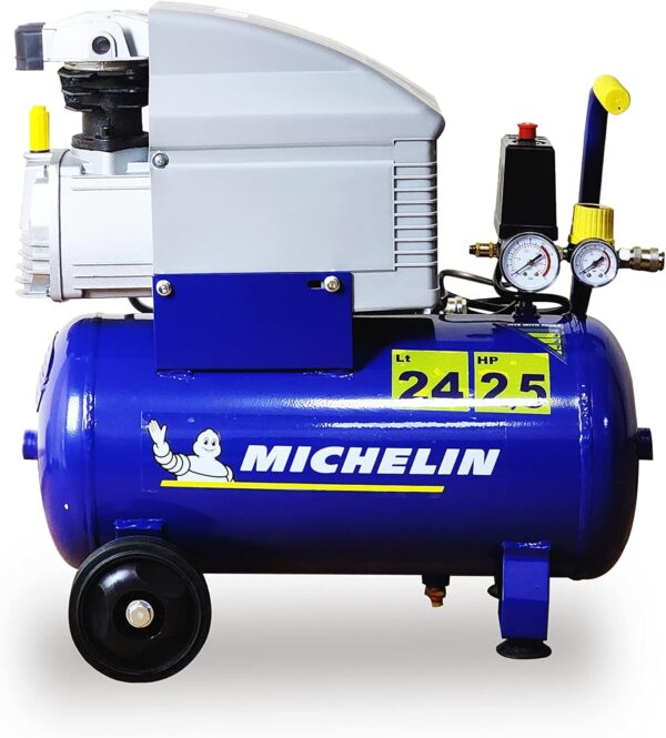 MICHELIN MB2425 Air Compressor | Direct Driven | 24L Horizontal Tank | Pressure 10 Bar (145 psi) | Motor 2.5 HP | Power 1Ph/230V/50Hz | Air Displacement 240 l/min (8.5 cfm)