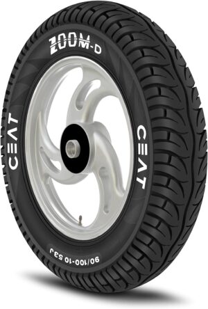 Ceat Zoom D 90/100-10 53J Tube-Type Scooter Tyre,Front or Rear