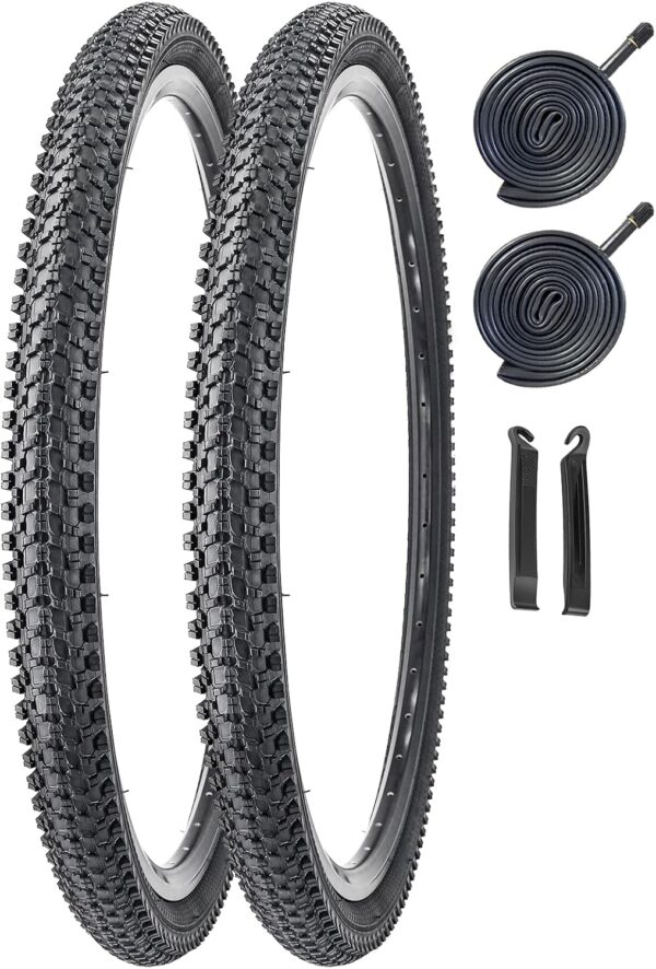 2 Pack Bike Tire 24 26 27.5 X 1.95 27.5 29 X 2.125 Inch Folding Replacement Bike Tire with Tire Levers Foldable Bead Wire Bicycle Tire for Mountain Bike