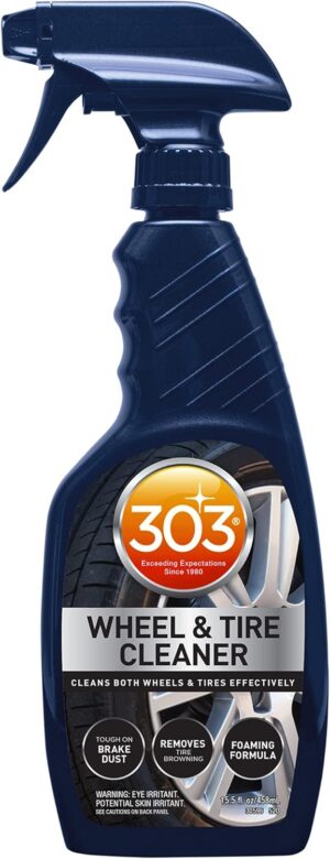 303 Products Wheel And Tire Cleaner - Cleans Both Wheels And Tires Effectively - Tough On Brake DUSt - Removes Tire Browning - Foaming Formula (30590), Blue, 30596Csr, 303 Products, 16 Fl. Oz