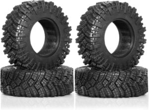 Chanjorlin 1.9 RC Crawler Wheels Tires OD 98mm 1/10 Rubber All Terrain Mud Tyres with Foam for 1:10 Rock Crawler Car Axial SCX10 SCX10 III AXI03007 D90 TF2 MST Tamiya RR10 Beadlock Hubs 4PCS