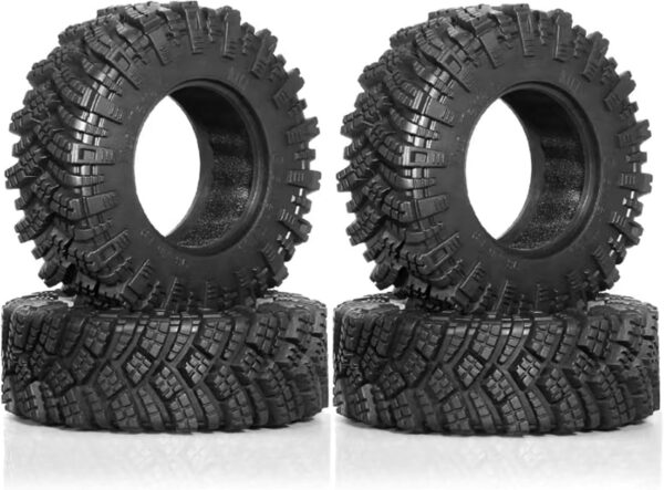 Chanjorlin 1.9 RC Crawler Wheels Tires OD 98mm 1/10 Rubber All Terrain Mud Tyres with Foam for 1:10 Rock Crawler Car Axial SCX10 SCX10 III AXI03007 D90 TF2 MST Tamiya RR10 Beadlock Hubs 4PCS