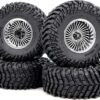 HOBBYSOUL 4pcs Soft Sticky 2.2 All Terrain Tires Tyres 5.0'' Tall & Adjustable Offset 2.2 Beadlock Wheels 40mm Wide Rims for 1/10 RC Mud Crawler TRX4 Gen8 SCX10