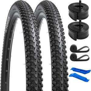 YUNSCM 27.5" Bike Tires 27.5x1.95/50-584 60TPI and 27.5" Bike Tubes with 2 Rim Strips Compatible with Mountain/Off Road Bike 27.5x1.90 27.5 x 1.95 27.5x2.10 27.5x2.125 Bicycle Tires and Tubes (W-3104)