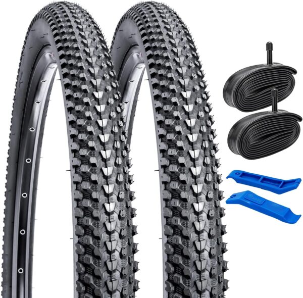 YUNSCM 26" Bike Tires 26x2.10/52-559 and 26" Bike Tubes Schrader Valve Compatible with Mountain/Off Road Bike 26x2.0 26x2.10 26x2.125 Bicycle Tires and Tubes (Y-1088)