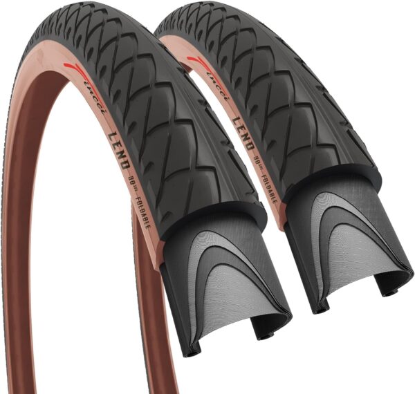 Fincci Pair 26 inch Bike Tires - Foldable Slick 26 x 1.95 Bike Tires for Mountain Bike MTB Road Hybrid Bicycle 50-559, 30 TPI - Pack of 2 Tires