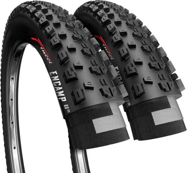 Fincci Pair of Bike Tires 26 x 1.95 Inch 50-559 Foldable 60 TPI All Mountain Enduro Tire for MTB Hybrid Bike Bicycle - 26x1.95 Mountain Bike Tire Pack of 2