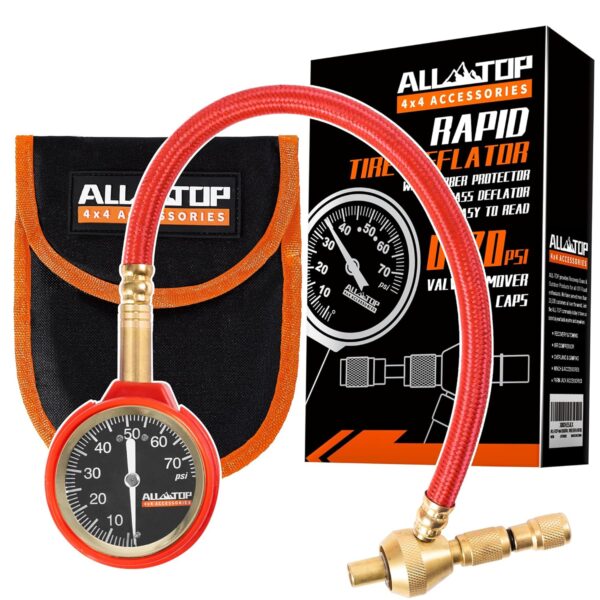 ALL-TOP 4x4 Rapid Tire Deflator Kit 0-70PSI Tire Pressure Gauge/Air Down Master/for Offroad Tire of Jeep, Truck & ATV