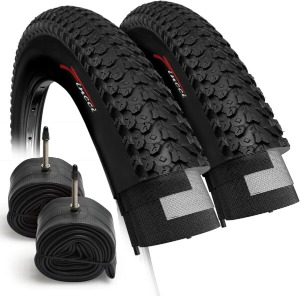 Fincci Set 26 x 2.125 Bike Tyre 57-559 Foldable with Presta Valve Inner Tube for MTB Hybrid City Bike Bicycle Cycle