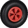 Relaxdays Wheelbarrow Wheel 4.00-6, Rubber Tyre with Plastic Rim, Puncture-Proof, up to 100 kg, Replacement, Black/Red, 4-6