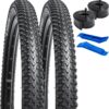 YUNSCM 24" Bike Tires 24 x 2.125/57-507 60TPI and 24" Bike Tubes Schrader Valve with 2 Rim Strips Compatible with Mountain Bike 24x1.75 24x1.95 24x2.125 24x2.25 Bike Bicycle Tires and Tubes (Y-1136)