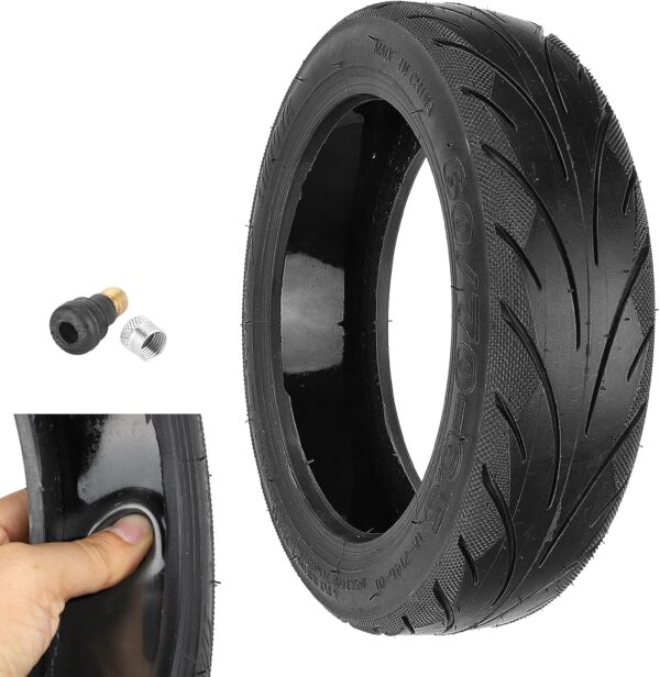 VOLOHAS 60/70-6.5 Tubeless Tyre with Valve for Segway Ninebot Max G30 Front/Rear Scooter 10 Inch Replacement Wheels Highly Elastic Replacement Tyres with Live Adhesive Repairable Puncture Proof (1