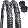 YunSCM 2 Pack 18" MTB Bike Tires 18 x 1.95/50-355/ Plus 2 Pack Mountain Bike Tubes 18x1.75/2.125 AV 32mm Schrader Valve Compatible with 18x1.95 Bike Tires (Black)