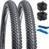 YUNSCM 2-PCS 26" Bike Tires 26x1.95/50-559 and 26" Heavy Duty Bike Tubes Schrader Valve Compatible with Mountain/Off Road Bike 26x1.90 26 x 1.95 26x2.0 Bicycle Tires and Tubes (Y-1087)