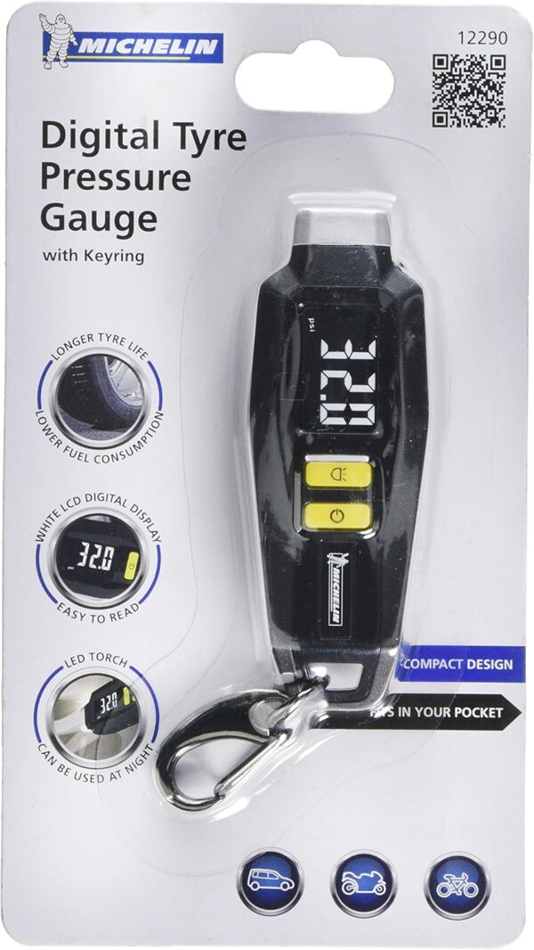 Michelin 12290B Digital Tyre Pressure Gauge With Key Ring