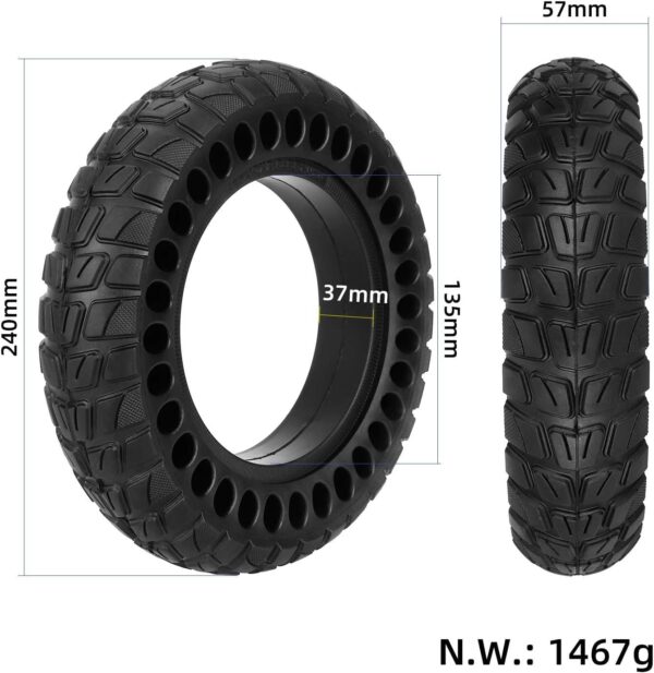 CERFFOOL 10 inch 10 x 2.5 inch Solid Tire for Kugoo Electric Scooter Non Slip Explosion Proof Puncture Proof Honeycomb Off Road Replacement Tire for Electric Scooter Accessories