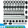 Pasacho 122pcs Wheels and Axles Set, Car Parts Chassis Pieces Tires Building Blocks, Compatible with Classic Bricks Toys