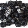 Lego City Complete Wheel Assembly Lot, 20 Black Axles, 40 Black RUbber Tires, 40 Light Gray Wheels