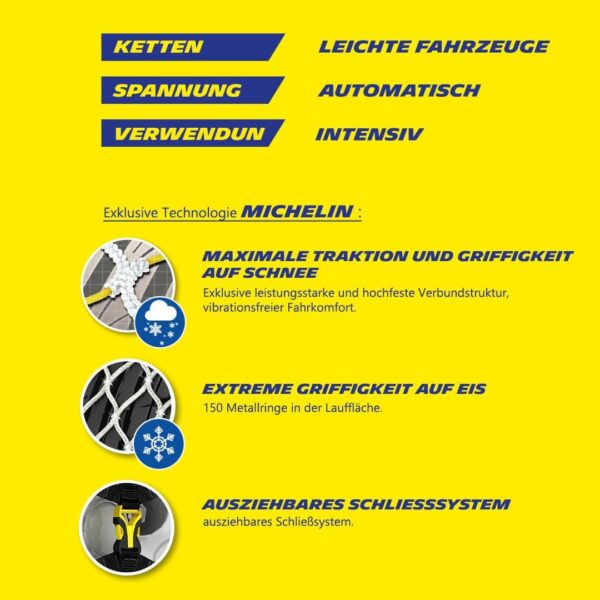 MICHELIN Easy Grip Limited 15 Snow Chains Car Textile Snow Chains Pack of 2 Tyres Snow Chains Ultra Performance Easy to Use White