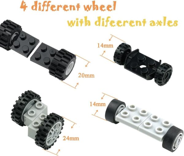 Pasacho 122pcs Wheels and Axles Set, Car Parts Chassis Pieces Tires Building Blocks, Compatible with Classic Bricks Toys