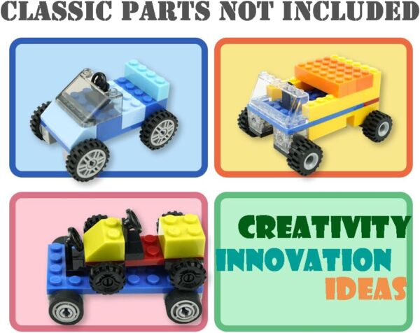 Pasacho 122pcs Wheels and Axles Set, Car Parts Chassis Pieces Tires Building Blocks, Compatible with Classic Bricks Toys