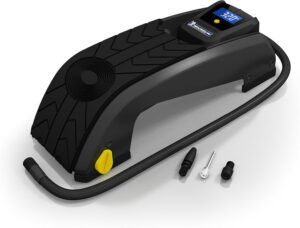 MICHELIN 12208 Digital Single Barrel Foot Pump with Rubber Feet (Black)