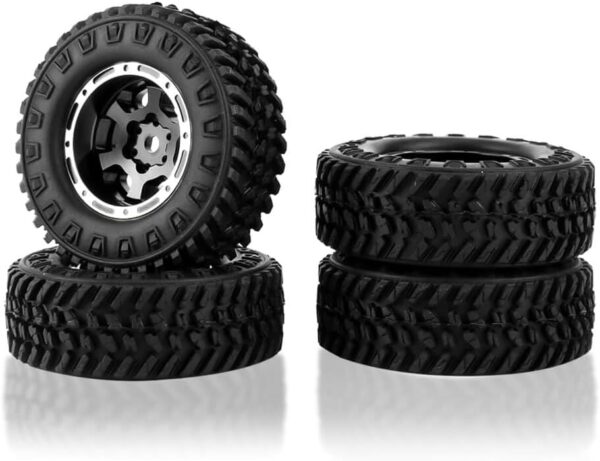 FEDCO FCX24 Wheels and Tires 1.0 Beadlock Wheels 50MM Soft Sticky Tires with Brass Counterweight Ring for Axial SCX24 FMS FCX24M FCX24 Upgrades 1/24 RC Crawler