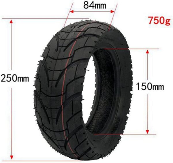 1 Pair Of 10 Inch 10X3.0 80/65-6 Road Tire Electric Scooter Thickened Widened Pneumatic Tires For Zero 10X K-aabo M-antis Pneumatic Parts (Color : Black)