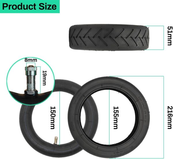 8.5 Inch Tire Tube Compatible for Xiaomi M365 Pro/Gotrax Gxl V2 Electric Scooter 50/75-6.1 Tire Replacement 8.5 Air Filled Tire 8 1/2 X2 Scooter Inner Tube Tires