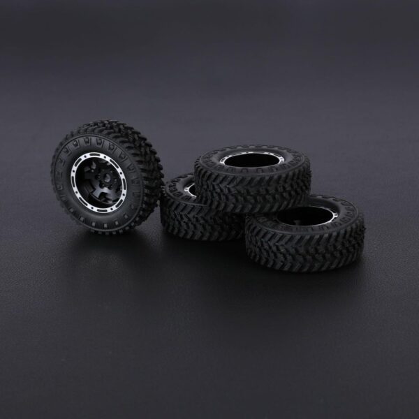 FEDCO FCX24 Wheels and Tires 1.0 Beadlock Wheels 50MM Soft Sticky Tires with Brass Counterweight Ring for Axial SCX24 FMS FCX24M FCX24 Upgrades 1/24 RC Crawler