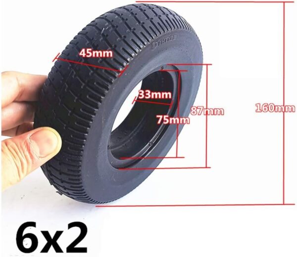 Electric Scooter Tires, 6X2 Explosion-proof Solid Tires 6-inch Non-inflatable Tube-free Anti-skid Wear-resistant Electric Scooter Accessories