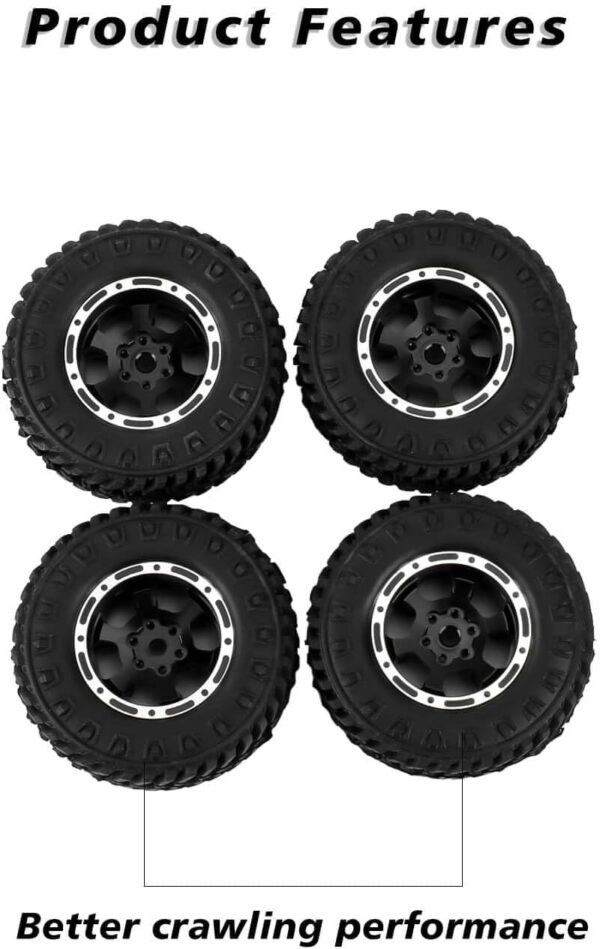 FEDCO FCX24 Wheels and Tires 1.0 Beadlock Wheels 50MM Soft Sticky Tires with Brass Counterweight Ring for Axial SCX24 FMS FCX24M FCX24 Upgrades 1/24 RC Crawler