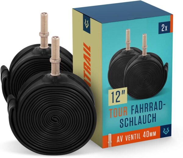 Bicycle Inner Tube Rick 12 Inch AV Schrader Valve Set with Mobility Guarantee Compatible Tyres Michelin, Continental, Conti, Schwalbe and Maxxis & Kenda