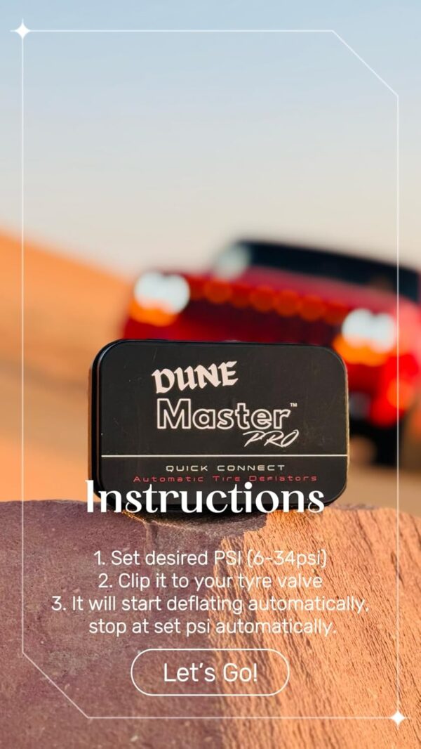 DUNE MASTER PRO Ultra Precise Automatic Tyre Deflator Adjustable Air Down Tool 4pcs (6-34psi) Valves 4x4 Off-Road Accessory (UAE Brand) (DUNE MASTER PRO)