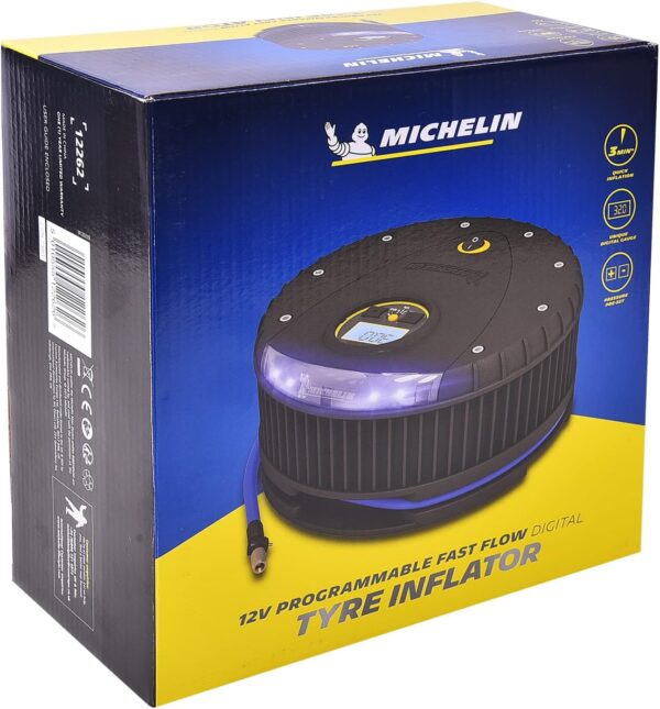 MICHELIN 12262 Programmable Fast Flow Digital Tyre Inflator with Pre-Set, Bleed Valve, and LED Light