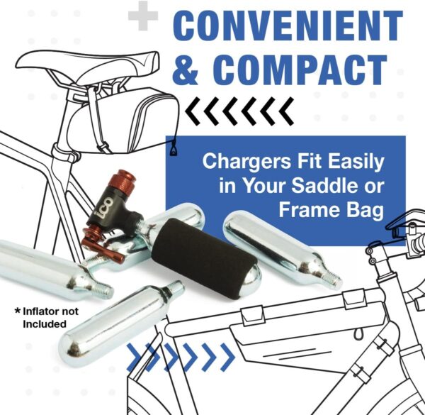 ICO CO2, 16g / 25g Threaded CO2 Cartridges, CO2 Cartridges for Use with CO2 Bike Tire Inflator, C02 Cartridges for MTB & Road Bikes, Food Grade CO2 Cartridges